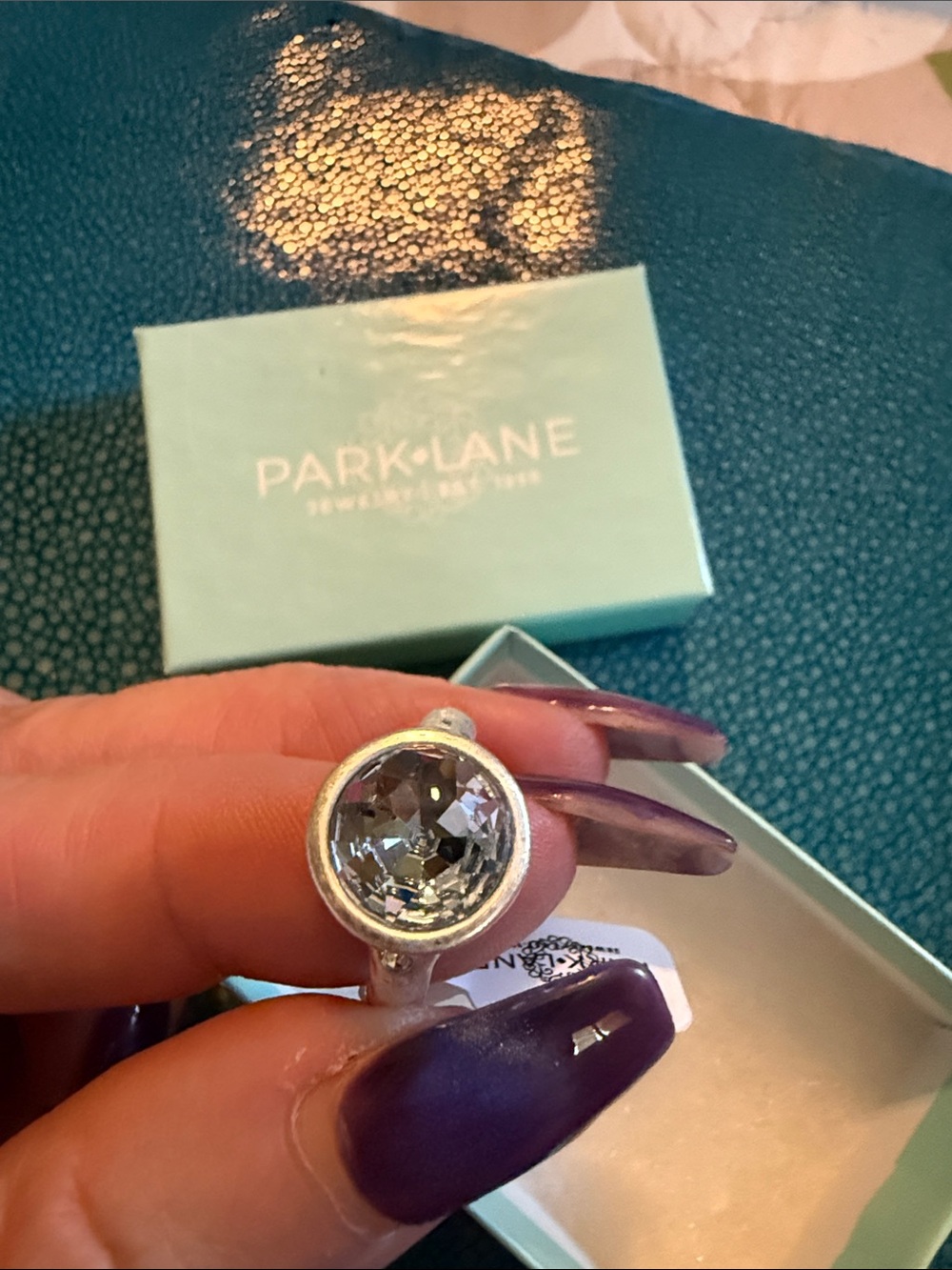 Park Lane Silver-Tone Round Crystal Cocktail Ring